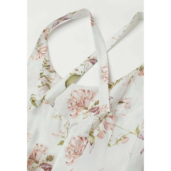 NWT BROCK COLLECTION X H&M COLLABORATION CREAM FLORAL MIDI DRESS SIZE MEDIUM - Picture 9 of 12